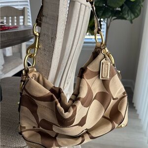 Coach Tan and Brown Shoulder Bag